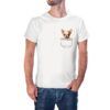 Camiseta Cachorrito Chiuahua en Bolsillo color blanco