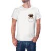 Camiseta Cachorrito Pequinés en Bolsillo color blanco
