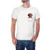 Camiseta Cachorrito Dachshund (Salchicha) en Bolsillo color blanco