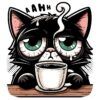 Diseño Gato Tomando Café