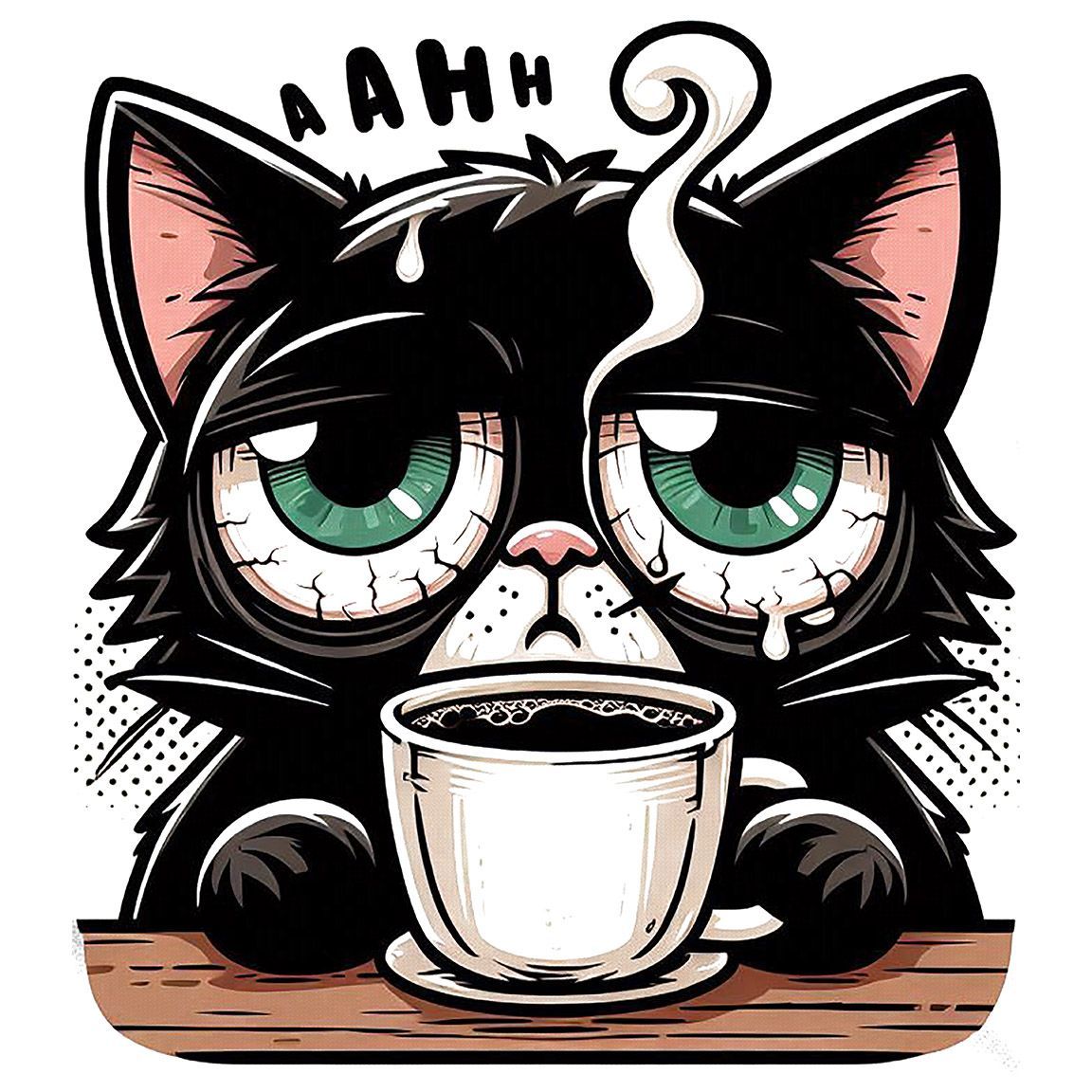 Diseño Gato Tomando Café
