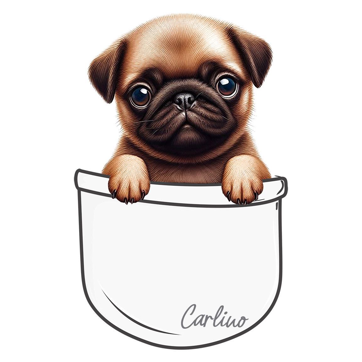 Diseño Cachorrito Carlino en Bolsillo