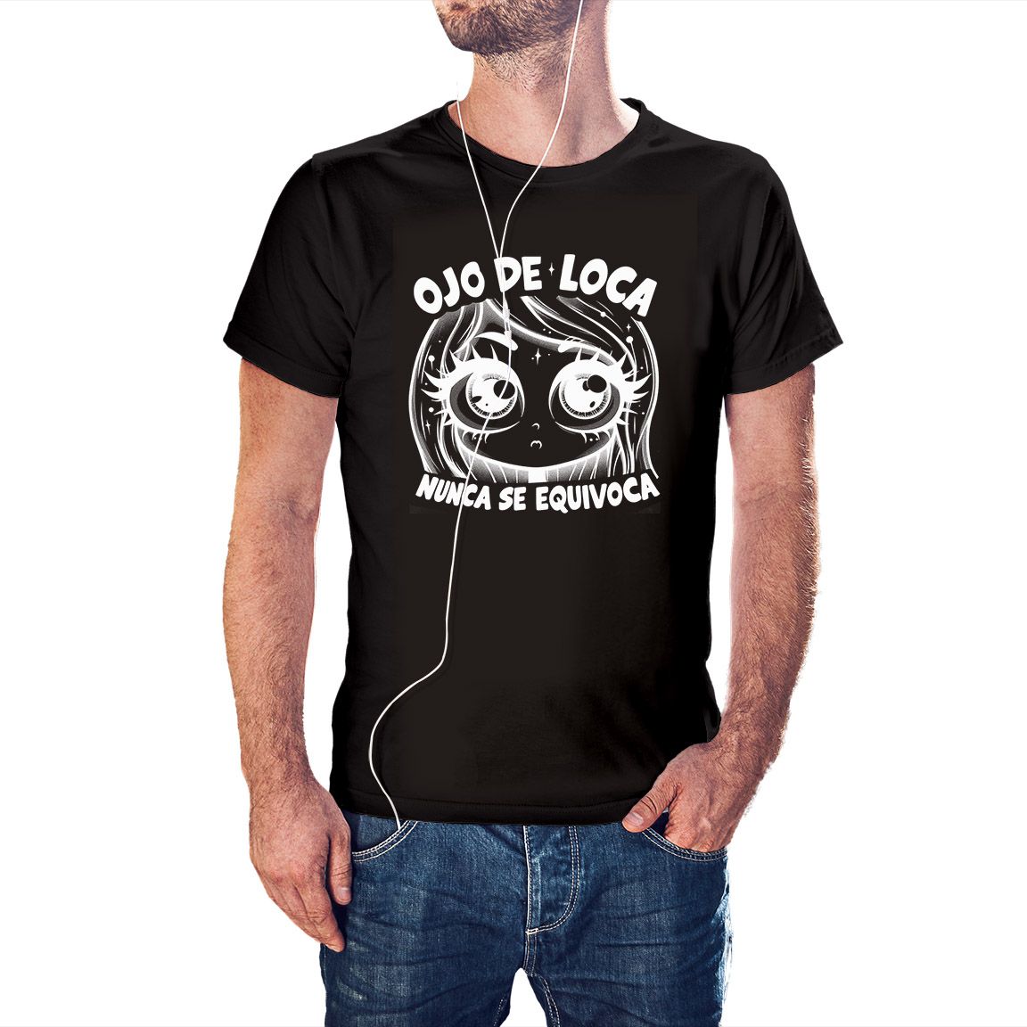 Camiseta Ojo de Loca Nunca se Equivoca color negro
