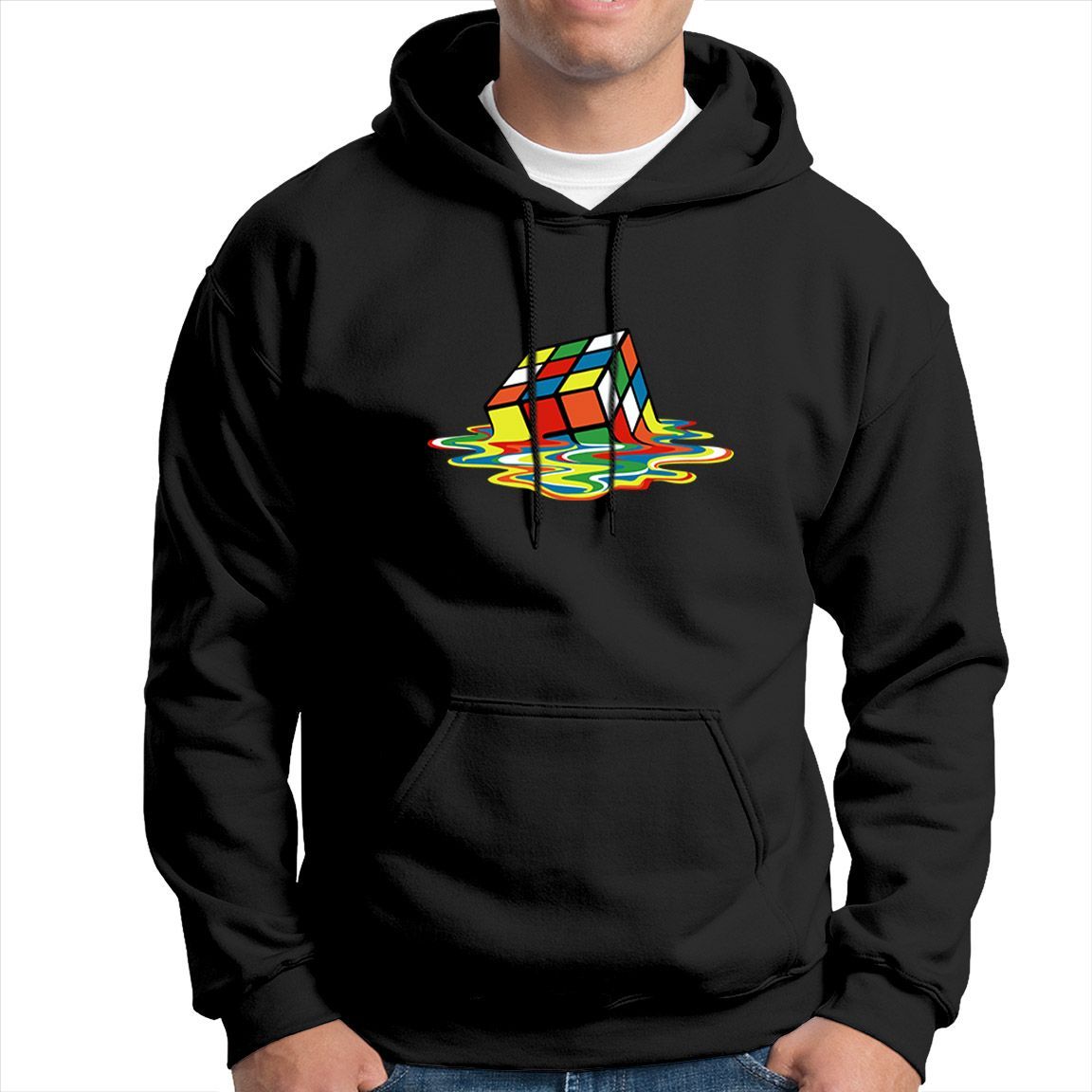 Sudadera Capucha Cubo Rubik Derretido color negro