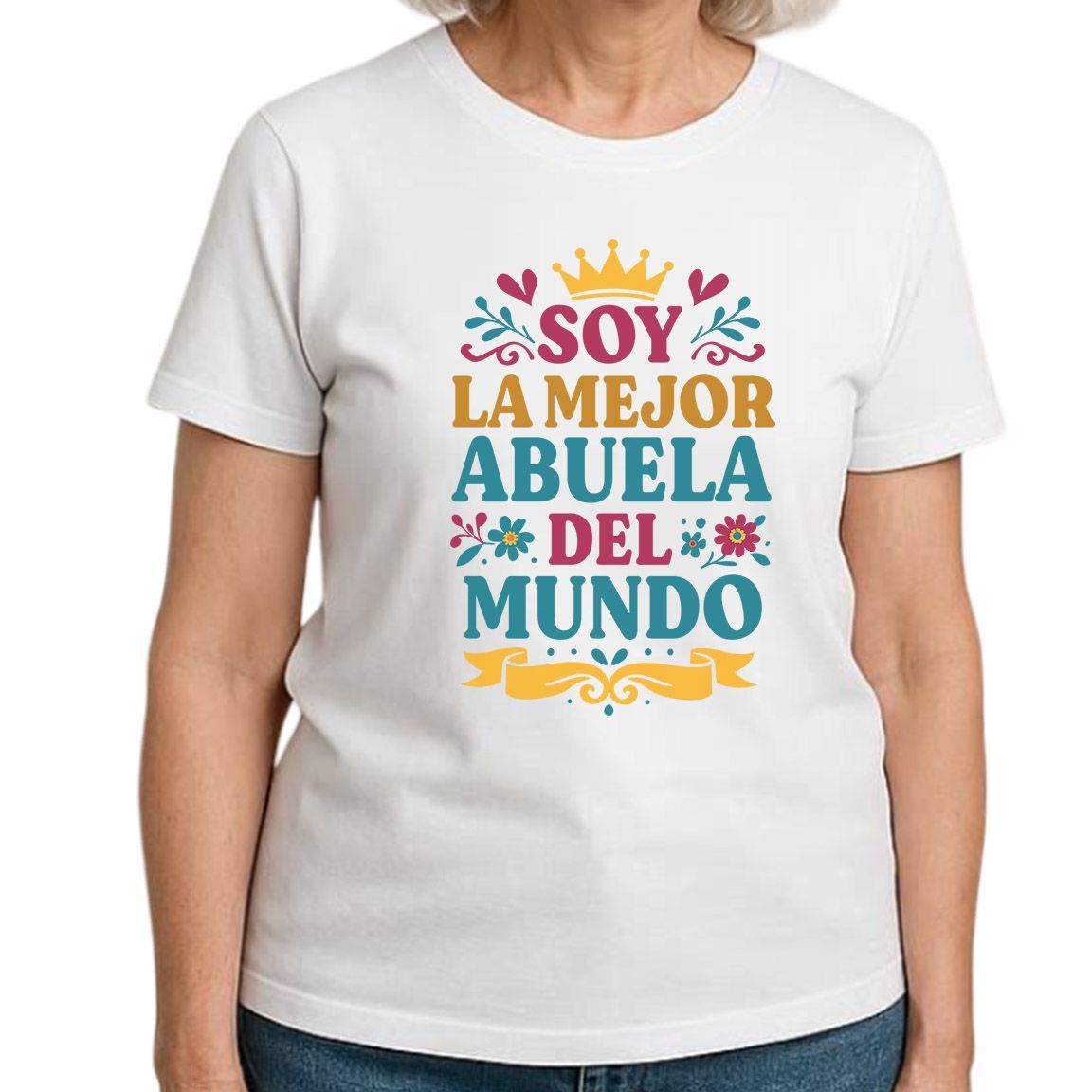 Camiseta unisex soy la mejor abuela del mundo color blanco