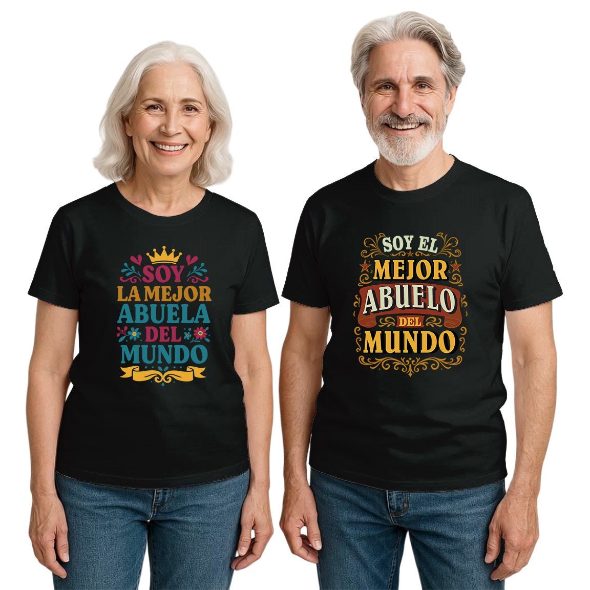 Camiseta unisex mejor abuelo/abuela del mundo color negro