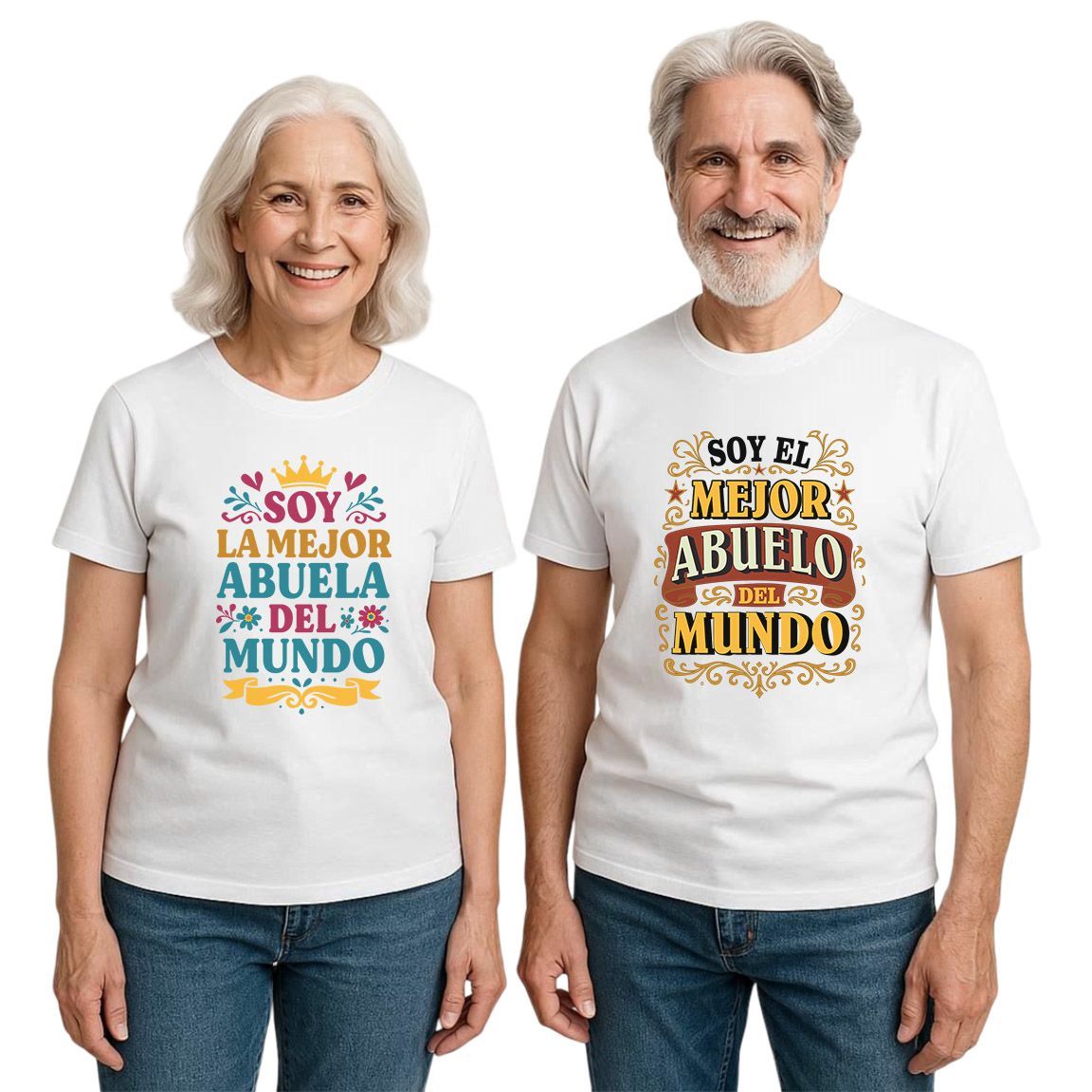 Camiseta unisex mejor abuelo/abuela del mundo color blanco